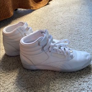 All White Reebok Freestyle Hi (W)